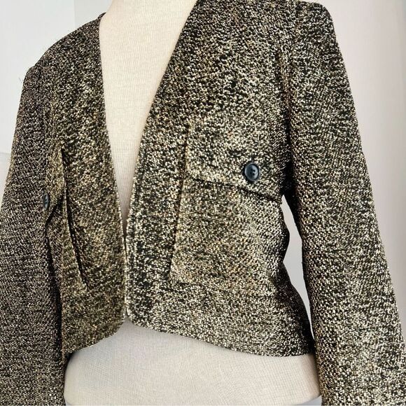 MANI VINTAGE Glamorous Black & Gold Blazer Jacket Set size 40/6 (145) - Picture 6 of 16